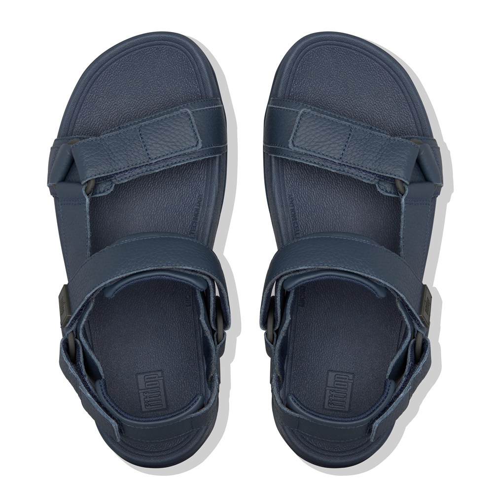 Fitflop Mens Sandals - Ryker Leather Mix Back-strap - Navy - 217-RTUGVF